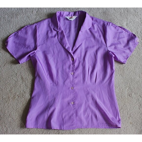 Vintage 1970s Casual Corner Button Front Blouse - Lavender - Med/Large - Picture 5 of 10